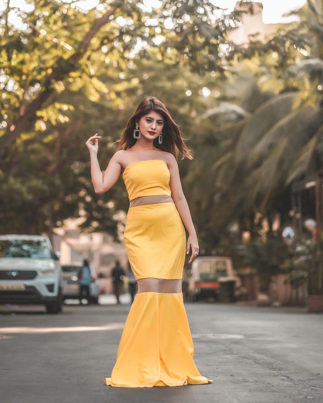 Arishfa Khan — A golden yellow gown