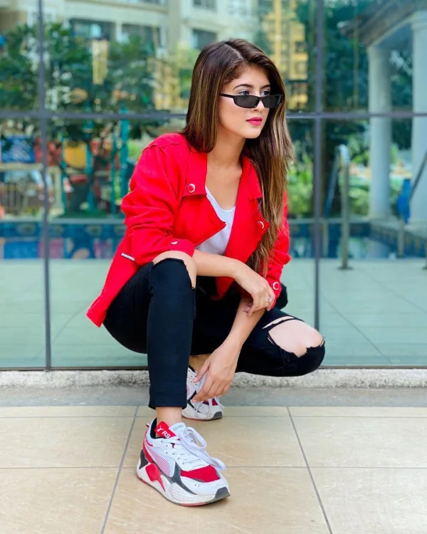 Arishfa Khan — Arishfa Khan — red jacket energy.